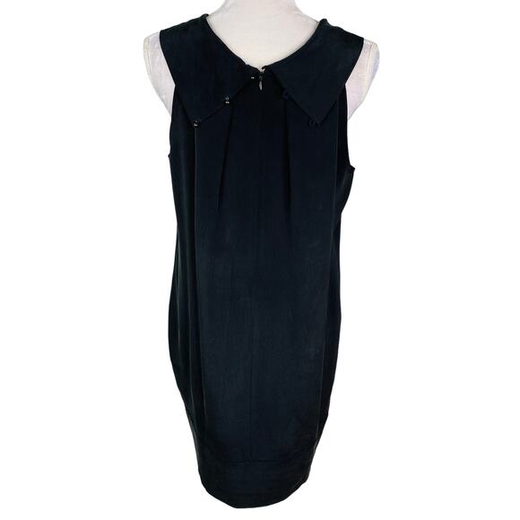 Adrienne Vittadini Silk Dress 12 Black Sleeveless Drape Neck - Picture 9 of 12